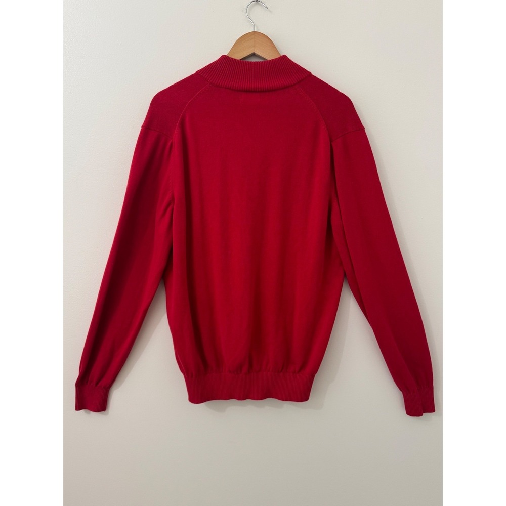 IZOD Red Quarter Zip 100% Cotton Sweater Pullover Mock Neck Men's M Country Club - Picture 5 of 8
